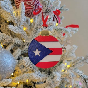 Puerto Rican Flag Ornament, Puerto Rico, Boricua, Christmas Ornament, Christmas Tree