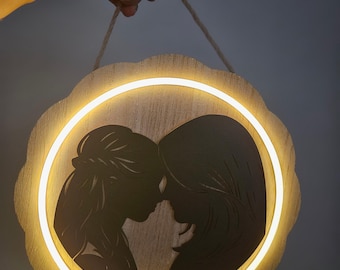 Silhouette Portrait Glow Up Sign, Wall Decor, Mom and Me Gifts, Mothers Day