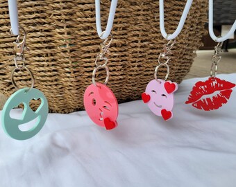 Love Emoji Acrylic Keychain, Backpack Bag Charm
