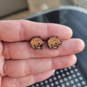 Wooden Coqui Stud Earrings, Puertorican Coqui, wood earrings, stud earrings, Puerto Rico, Boricua