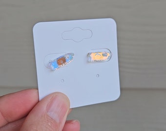 Iridescent Puerto Rico Island Stud Earrings, Boricua Acrylic Jewelry