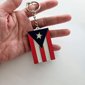Llavero con la bandera de Puerto Rico, llavero de madera con la bandera de Puerto Rico, llavero acrílico con la bandera de Puerto Rico