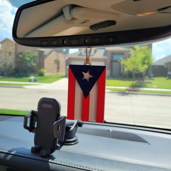 Puerto Rican Flag rear view mirror accessory / Car hanging ornament / Car mirror decor / Puerto Rico