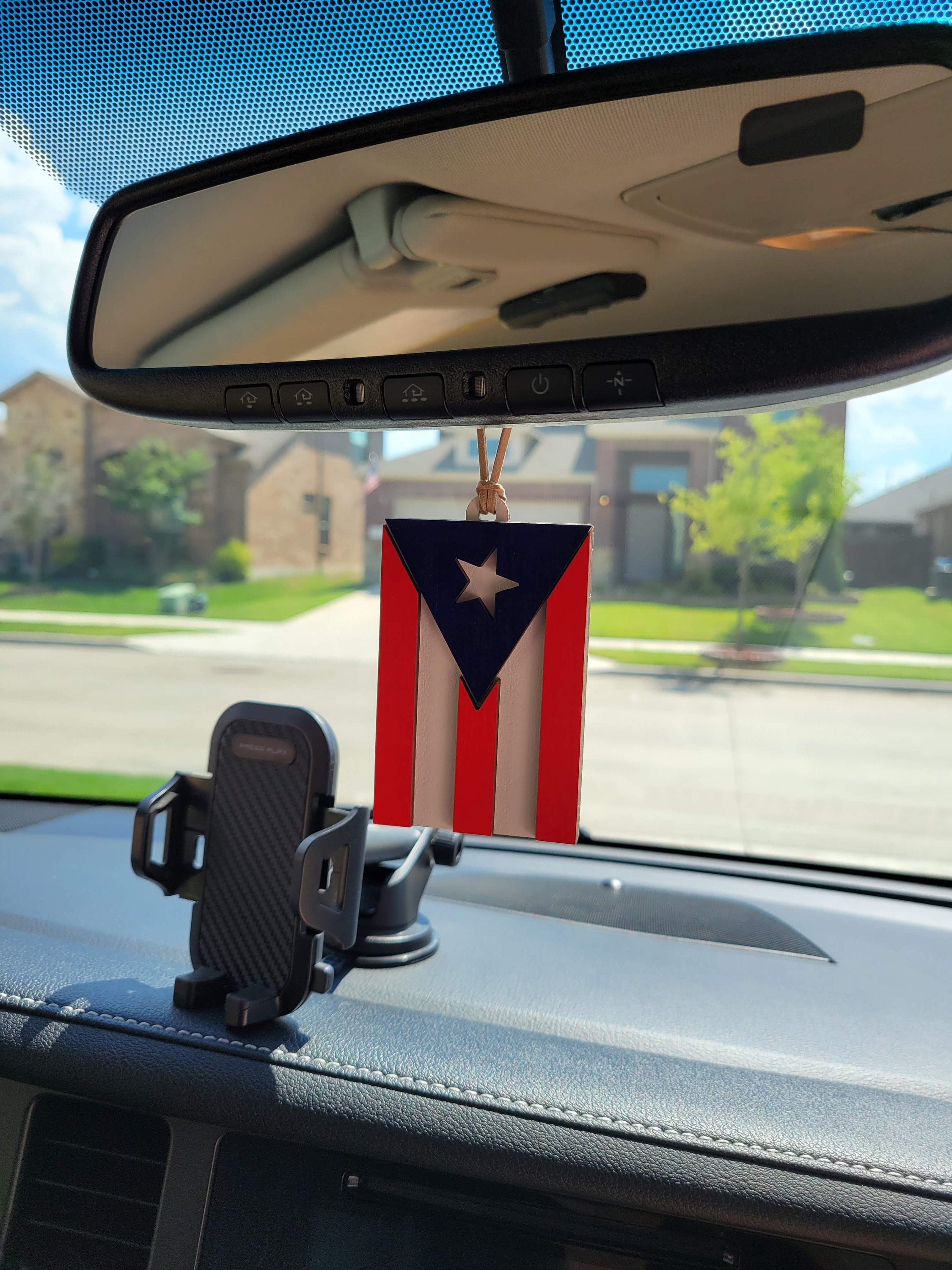 Puerto Rico Flag Rear View Mirror Hanger, Car Ornament, Car Charm