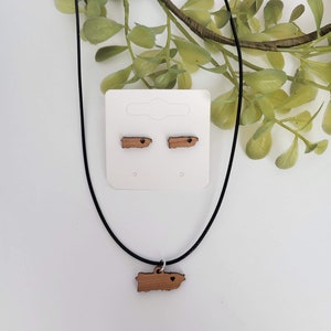 Puerto Rico Island Earrings and Necklace set, Jewelry Set, Wood Jewelry, Puerto Rico, Boricua
