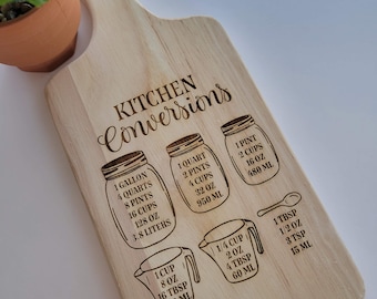 Kitchen Conversion Cutting Board, Engraved Kitchen Decor
