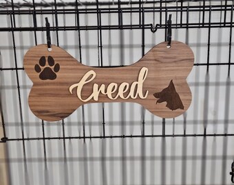 Dog Crate Name Sign, Custom Kennel Decor, Wooden Sign, Personalized