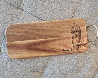 Garita of Puerto Rico Board, Serving Tray with handles, Charcuterie board