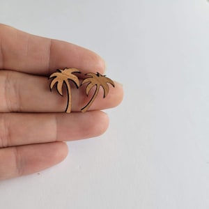 Tropical palm stud earrings, Wood earrings, Small earrings, Beach palm, Tropical plants, Palm tree
