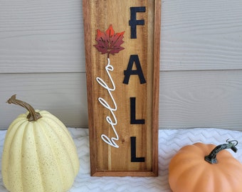 Bonjour Panneau en bois d’automne, Signe d’automne, Décor d’automne, Décoration intérieure, Panneau de ferme, Décor d’automne