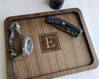 Personalized wooden valet tray, catchall tray, Dad tray, Coin tray, Gifts for Him, Fathers Day, Desk Organizer