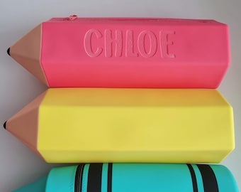 Personalized Silicone Pencil Pouch, Pencil Case, Back to School, School Supplies