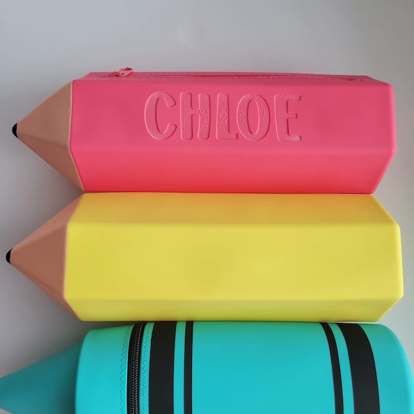 Personalized Silicone Pencil Pouch, Pencil Case, Back to School, School Supplies