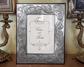 ACCA - Bilderrahmen aus massivem 925er Silber aus den 1980er Jahren für Fotos im Format 13x18cm - Klassischer Stil mit Paisley-Muster