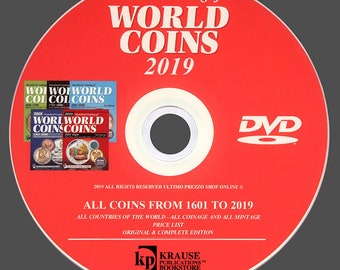 Catalogue de pièces du monde de 1601 à 2019 - Avec prix - Catalogue standard Krause des pièces du monde - Nouveau DVD original