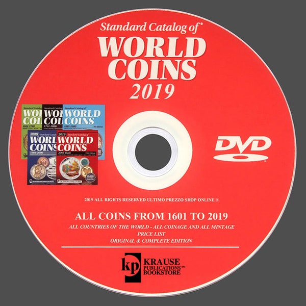 Catálogo mundial de monedas desde 1601 hasta 2019 - Con precios - Catálogo estándar Krause de monedas mundiales - Nuevo DVD original