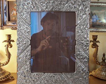 A. BIONDI (PONTE VECCHIO) - Large 925 solid silver photo frame from the 1980s for photos 20x25 cm - Art Nouveau style