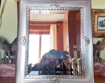 ACCA ARGENTI - 1970s solid 925 silver table and wall mirror, 35 x 40 cm