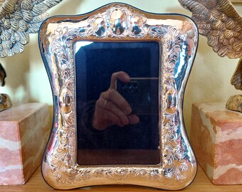 1980s Solid 925 Silver Photo Frame for 9x13cm Photo - Art Nouveau Style