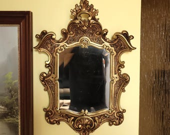 Antiker Bronzespiegel aus dem frühen 20. Jahrhundert, 37 x 52 cm, Rokoko-Stil – SELTEN – 2,9 kg