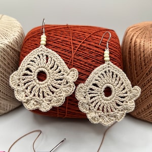 Crochet earrings, teardrop lace earrings, handmade and lightweight jewelry , boho accessories, aesthetic gift for her