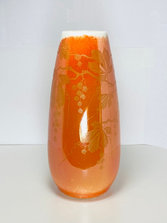 Orange Vase Antique. Rare Weller Besline Virginia Creeper Etsy