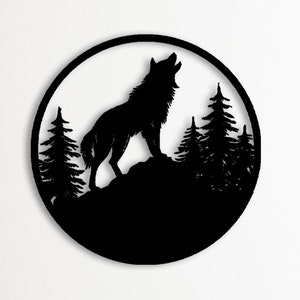 Metal Wolf Wall Decor, Wolf Wall Art, Wolf with Antlers Wall Art, Wolf Metal Wall Decor, Home Decoration, Wall Hangings, Gift for Wildlife
