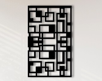 Decoración de pared de metal, arte de pared moderno, decoración de pared de metal geométrico, decoración de pared de metal abstracto, colgante de pared de oficina, arte de pared geométrico minimalista