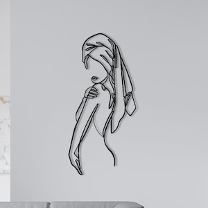 Line Wall Art, Women Bathroom  Metal Wall Decor, Metal Wall Decor, Minimalist Line Art, Minimalist Female Body Wire Art, Modern Home Decor