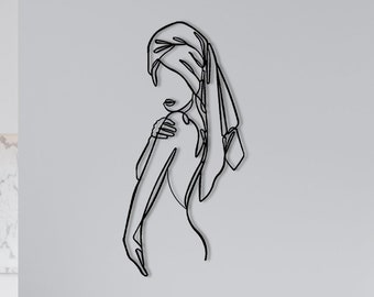 Line Wall Art, Women Bathroom  Metal Wall Decor, Metal Wall Decor, Minimalist Line Art, Minimalist Female Body Wire Art, Modern Home Decor