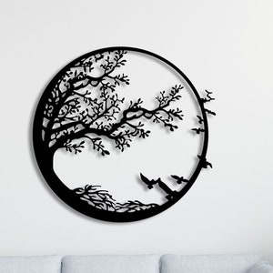 Decorazione da parete in metallo, decorazione da parete in metallo con albero della vita, arte da parete in metallo, decorazione per la casa con albero della vita, platano, arte da parete geometrica, decorazione in metallo per la casa