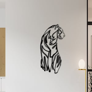 Metal Tiger Wall Decor, Metal Animal Wall Decor, Metal Tiger Home Decor, Minimalist Line Art, Line Wall Art, Animals Decor, Metal Wall Decor
