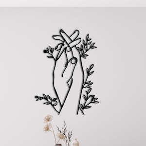 Metal Wall Decor, Hands whit Flowers Metal Wall Decor, Minimalist Line Art, Valentine's Day Gift, Hands Metal Wall Decor, Housewarming Gift