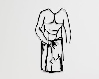 Men Metal  Decor , Minimalist Line Art, Home Wall Art, Men Naked Wall Decoration, Interior Design, Housewarming Gift, Naked  Men Body