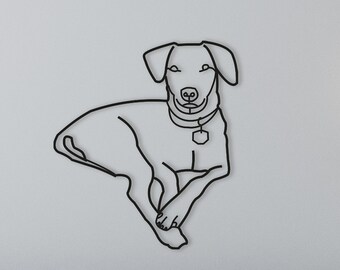 Metal Dog Decor, Minimalist Line Art, Home Wall Art, Metal Wall Animal Decoration,Interior Design Dog,Housewarming Dog, Dog Metal Wall Decor