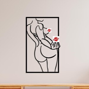 Adults, Line Wall Art, Metal Wall Decor, Middle Finger Wall Decor, Metal Naked Women Decor, Metal Wall Art, Women Body Decor, Metal Women