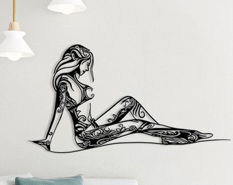 Metal Wall Decor, Metal Women Wall Decor, Women Wall Art Metal, Woman Body Wall Decor, Metal Woman with Flowers Wall Decor, Line Wall  Art