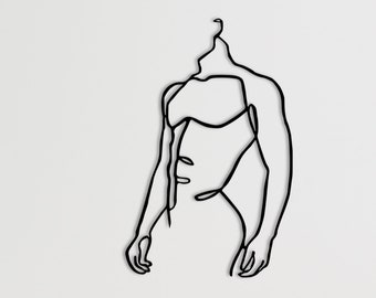 Men Line Art, Large Metal Bathroom Wall Decor, Minimalist Line Art, Home Wall Art, Metal Wall Naked Decor,Interior Design,Naked body Men