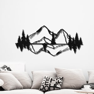 Decorazione murale in metallo raffigurante montagne, decorazioni murali in metallo raffiguranti montagne e foreste, grandi decorazioni murali raffiguranti montagne, decorazioni in metallo raffiguranti colline, decorazioni per esterni raffiguranti natura e foreste