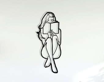 Metal Wall Decor, Woman Reading a Book, Metal Wall Art, Home Wall Hangings, Geometric Wall Art, Home Art Decor,Housewarming Gift, Naked body