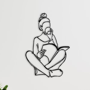 Line Wall Art, Woman Reading a Book Metal Wall Decor, Metal Wall Decor, Home Wall Hangings, Geometric Wall Art, Metal Library Wall Decor