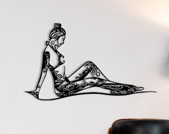 Metal Wall Decor, Metal Women Wall Decor, Women Wall Art, Metal Wall Art, Metal Woman with Flowers Wall Decor, Line Wall  Art, Naked Women