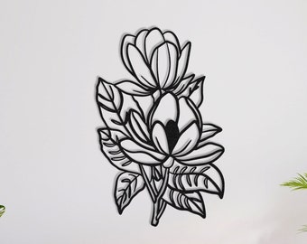 Metal Wall Decor, Metal Flower Wall Decor, Modern Wall Art, Metal Floral Wall Decoration, Wall Decoration with Floral Figures, Line Wall Art