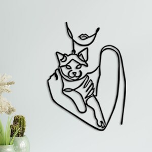 Cat&Women Metal Decor, Minimalist Line Art, Home Wall Art, Metal Animal Decor, Interior Cat Design, Housewarming Gift, MetalWomen Cat Decor