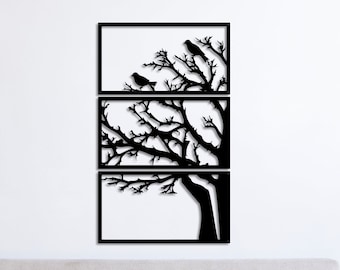 Metal Wall Decor, Tree of Life 3 Panels Wall Decor, Metal Tree Wall Decor, Line Wall Art, Metal Tree Home Decor, Metal Tree of Life Home Art