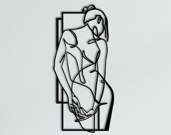 Sexy Women Metal Wall Decor, Minimalist Line Art, Home Wall Art, Metal Wall Naked Decoration, Interior Design, Housewarming Gift, Naked body