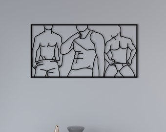 Sexy Men Metal Wall Decor, Naked Men Decor, Nu Men Metal Wall Art, Nu Men Body Decor, Minimalist Line Art, Modern Home Decor, Metal Artwork