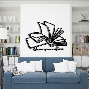 Metal Wall Decor, Metal Book Wall Decor, Metal Library Wall Decor, Line Wall Art, Open Book Home Decor, Book Line Art, Metal Home Decoration