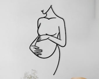 Metal Pregnant Woman Decor, Metal Wall Decor, Minimalist Line Art, Pregnant Decor, Metal Pregnant Woman Home Decor, Line Wall Art, Metal Art