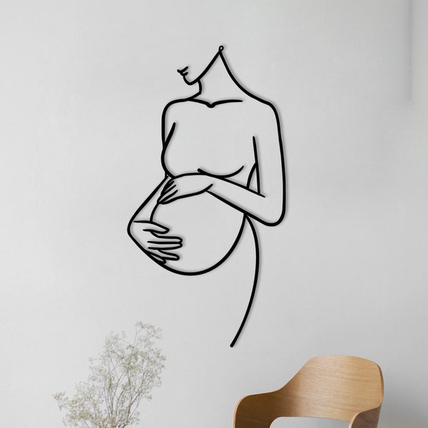 Metal Pregnant Woman Decor, Metal Wall Decor, Minimalist Line Art, Pregnant Decor, Metal Pregnant Woman Home Decor, Line Wall Art, Metal Art